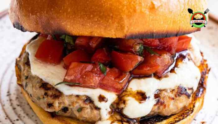 Grilled Turkey Burgers with Tomato Bruschetta - Delicious Recipe